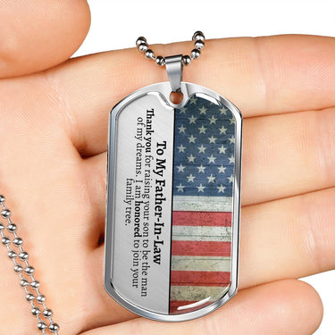 Father In Law (American Flag) Dog Tag Necklace - Love You This Much